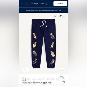 Ralph Lauren Polo Bear Joggers NWT Kids LARGE